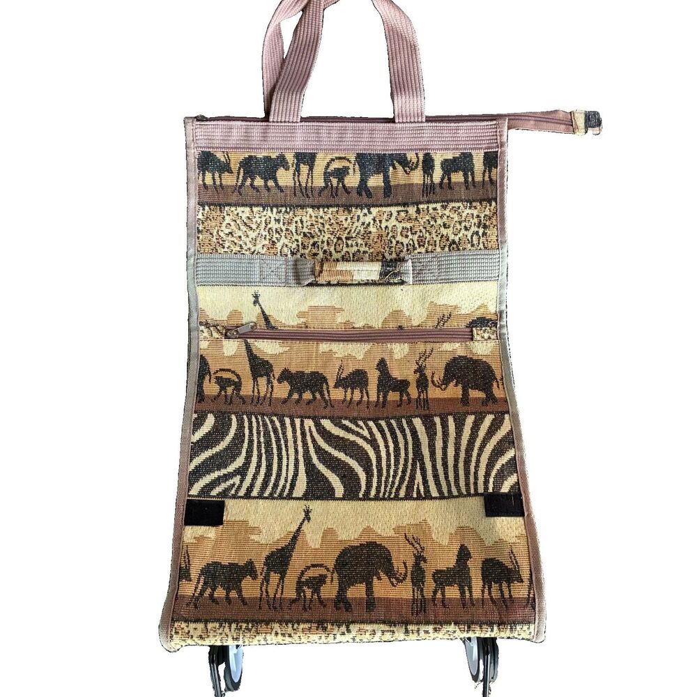 Jade Safari Animal Print Tapestry Tote Shoulder Bag Rolling Bag Carry On Folding